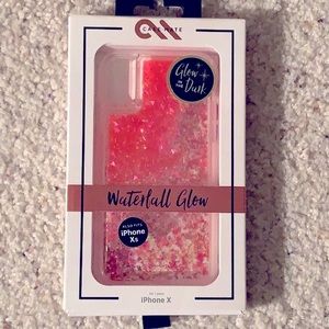 Glow in the Dark Pink Glitter 
Case-Mate Waterfall Glow iPhone X  Phone Case